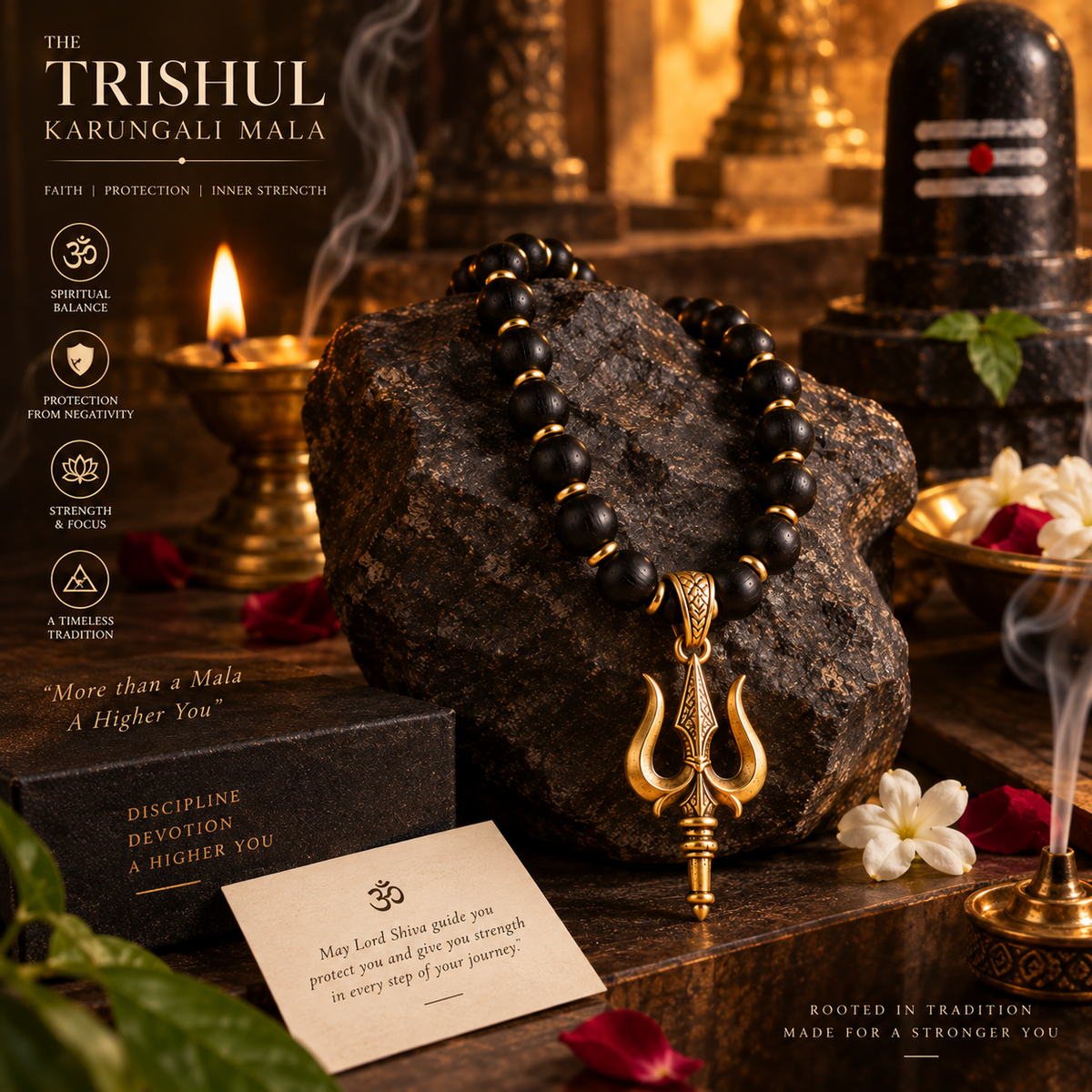 The Trishul Karungali Mala