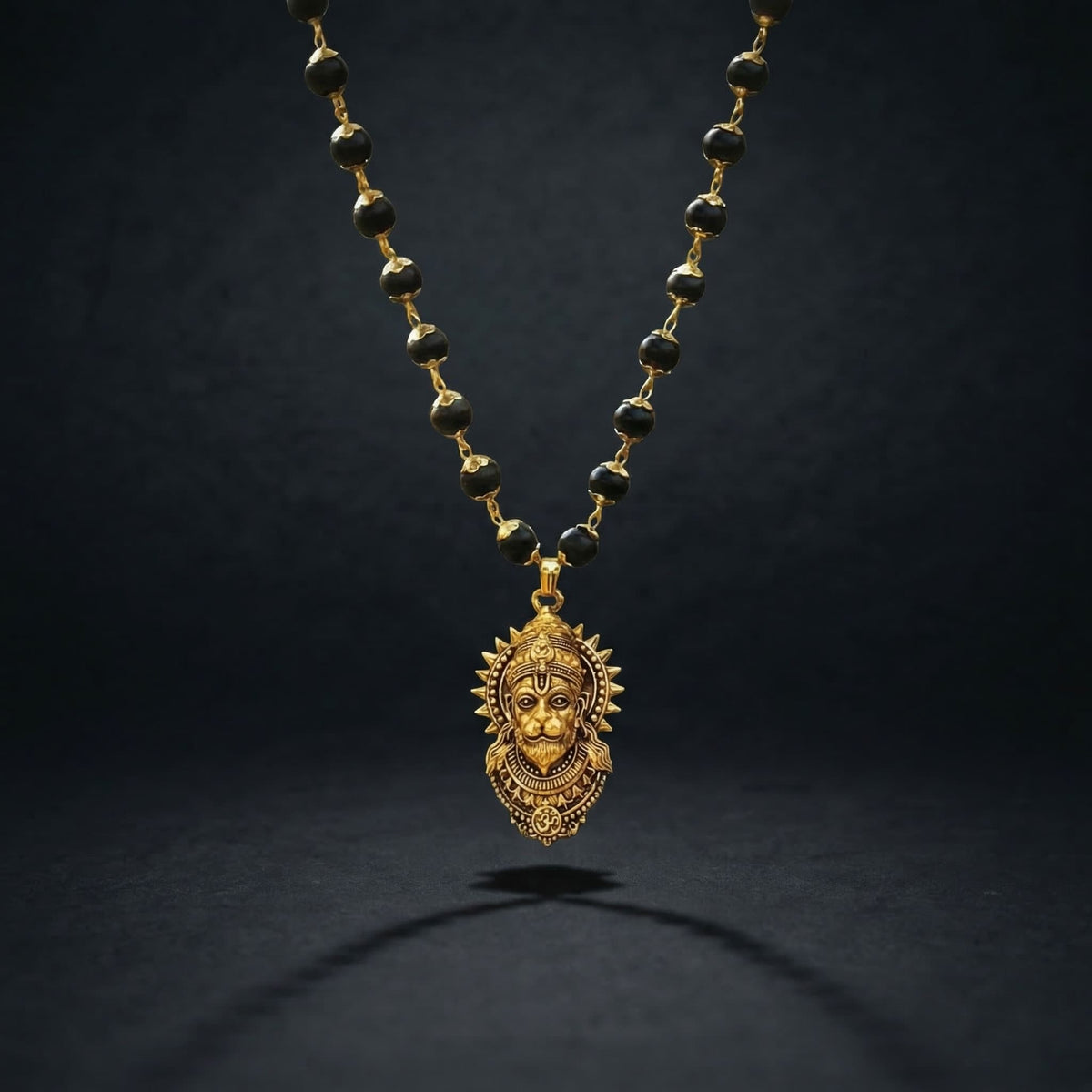Gold Plated Bajrangbali Karungali Necklace with certified beads
