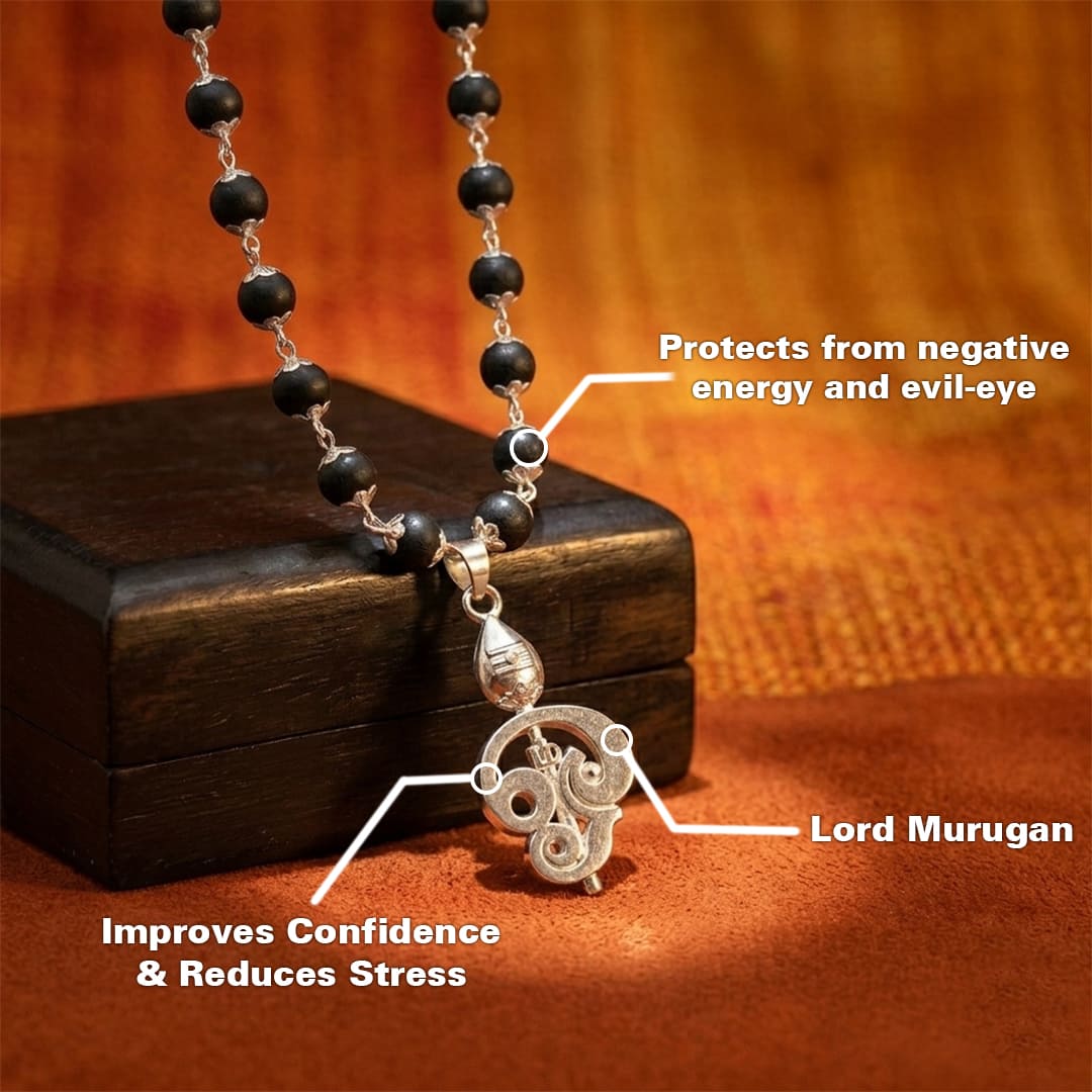 Divine Murugan Trishul Karungali Mala(Free Gift Worth 599)