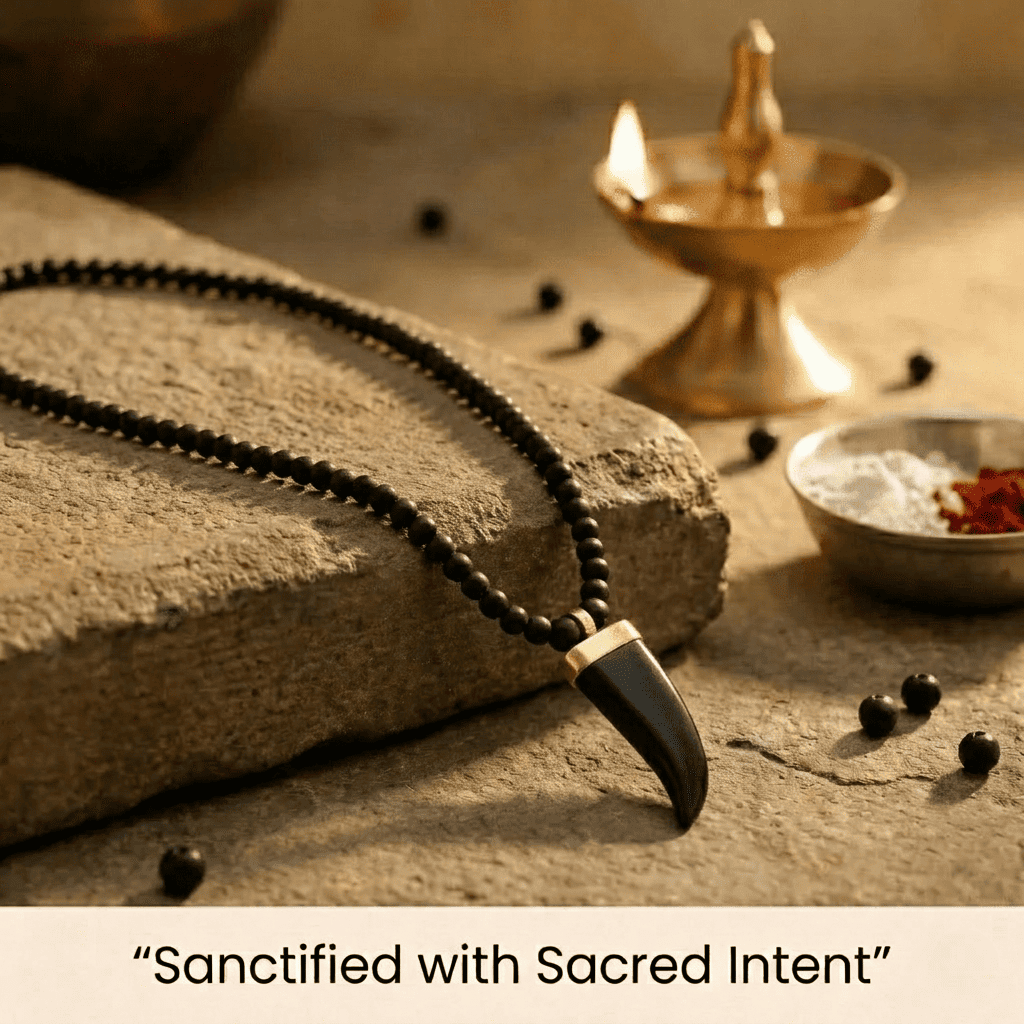 Single Teeth Karungali Necklace – Natural Ebony Wood