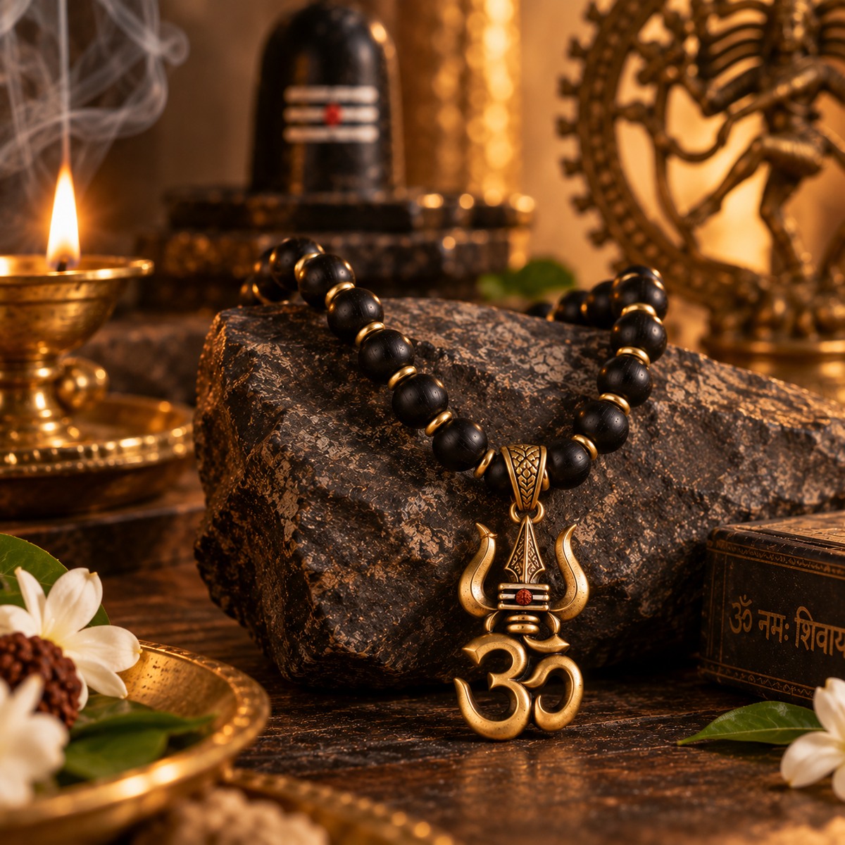 OM Shiva Trishul Karungali Mala