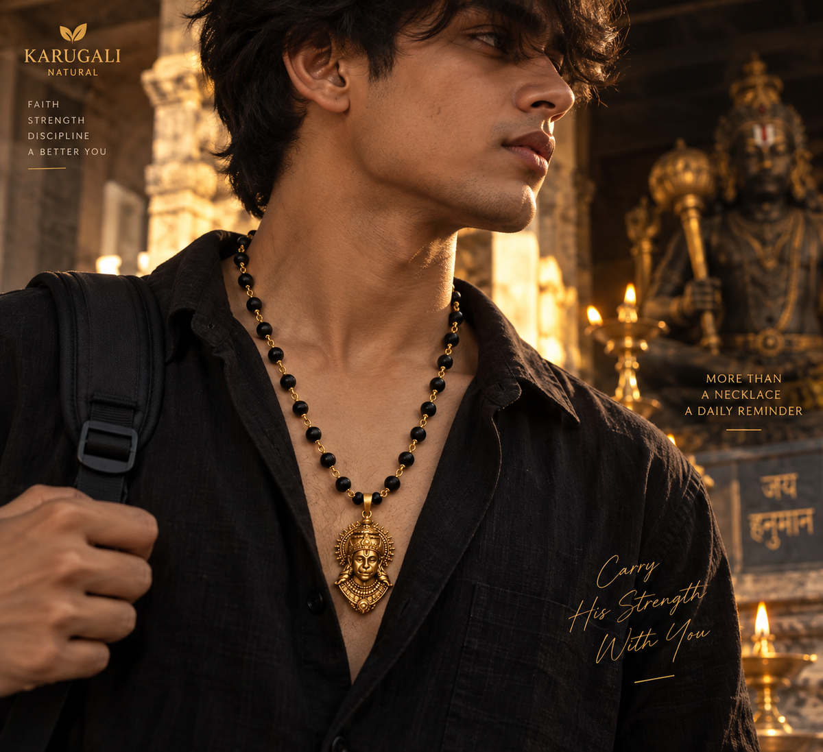 Gold Plated Bajrangbali Karungali Necklace