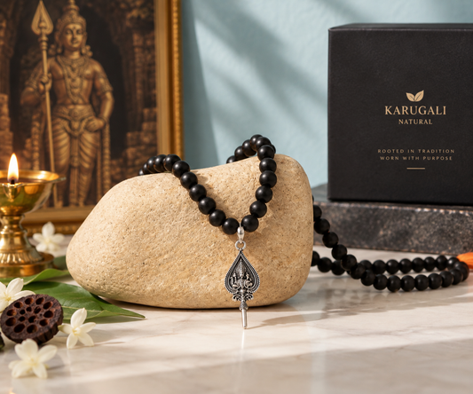 Lord Murugan Shastra Pendant with Original Karungali Malai
