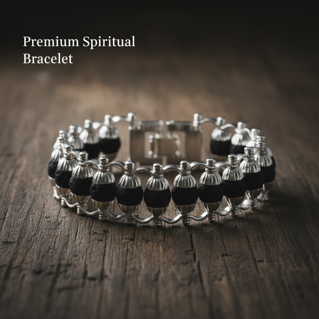 Silver-Plated Eternal Karungali Mala + Karungali bracelet combo