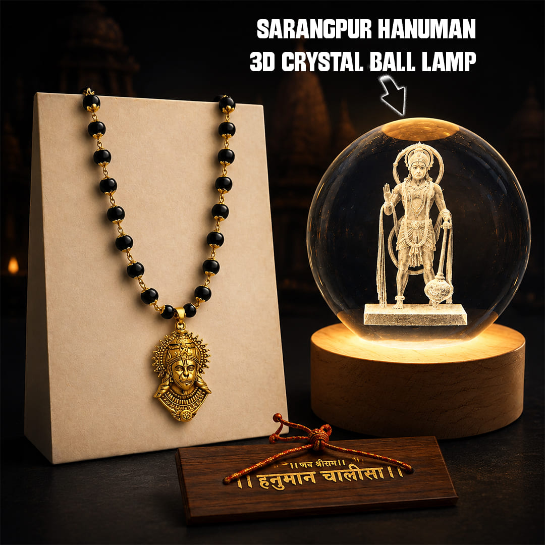 Gold Plated Bajrangbali Karungali Necklace with certified beads
