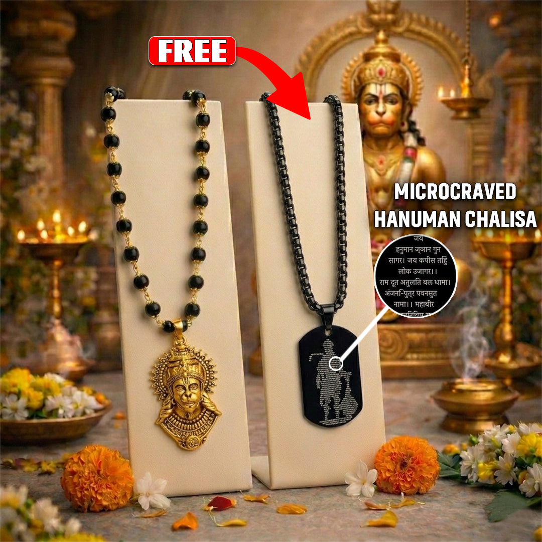 Gold Plated Bajrangbali Karungali Necklace with certified beads