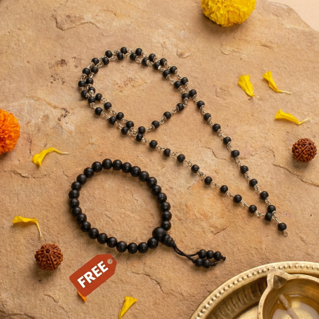 Karungali Malai 108-Beads Ebony Wood ( Buy 1 Get 1 Free Gift)