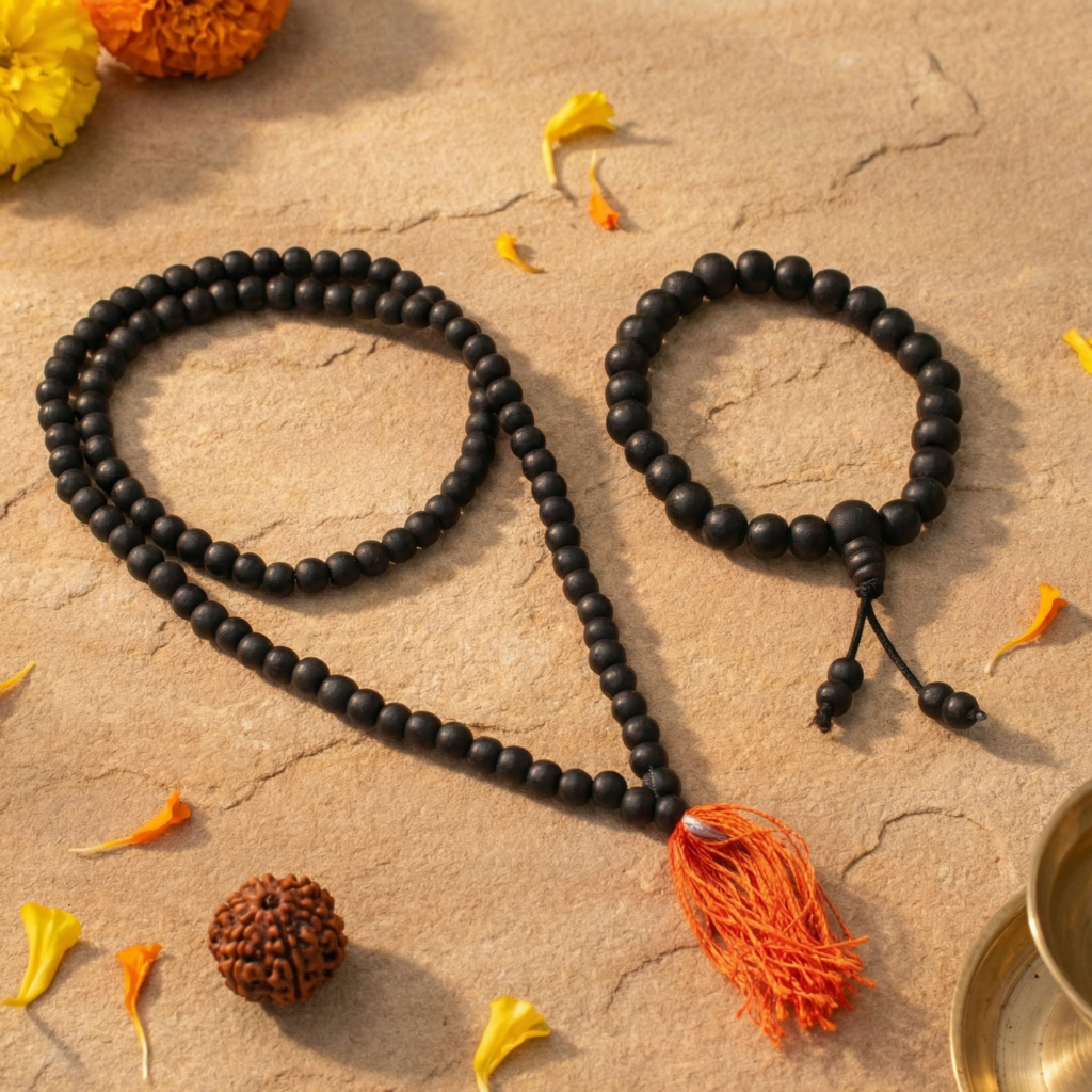 Karungali Malai 108-Beads Ebony Wood ( Buy 1 Get 1 Free Gift)
