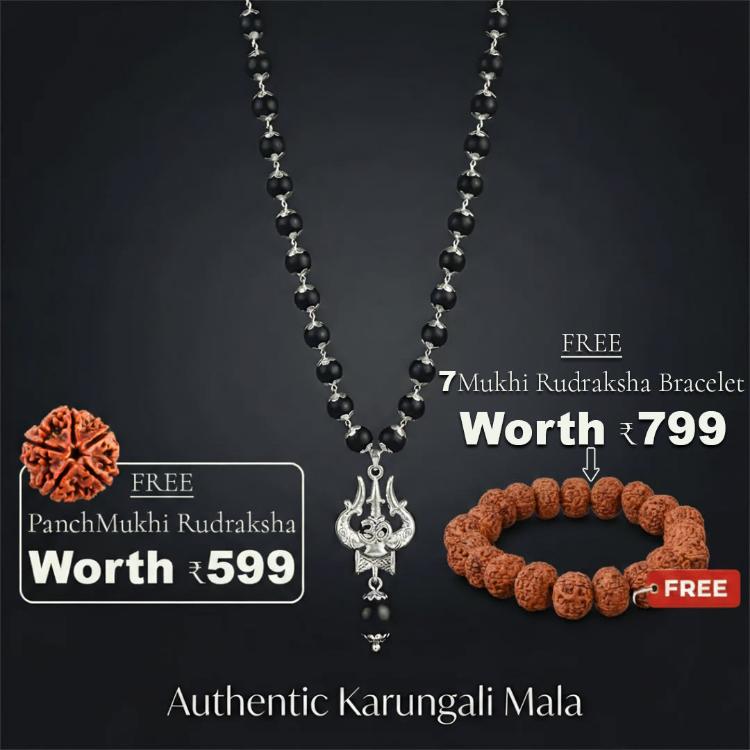 OM Shiva Trishul Karungali Mala (Free Gift Worth 599)